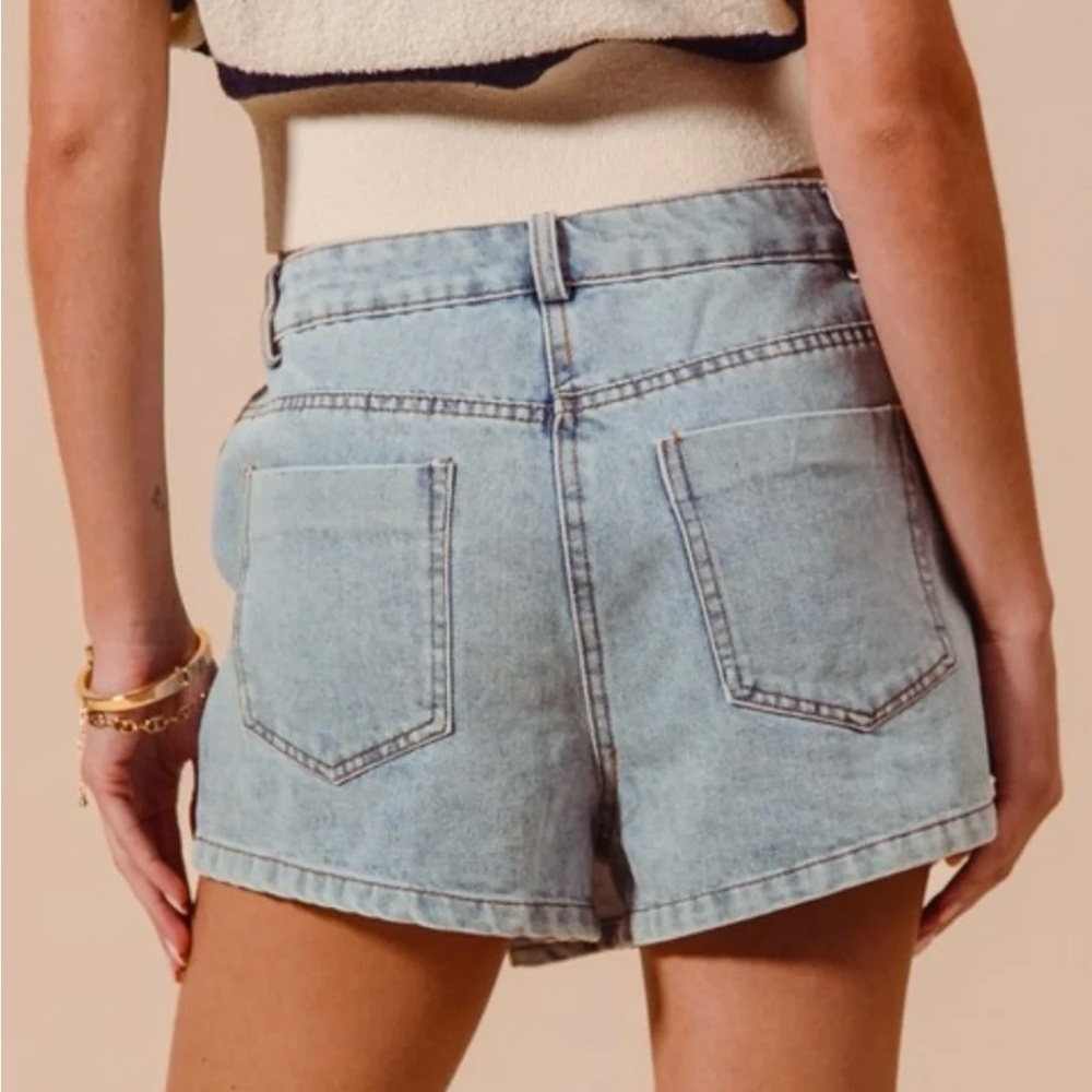 Denim Button-Front Mini Skort NWT - image 2